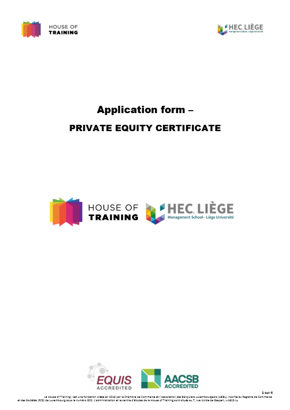 Application form - Private Equity Certificate