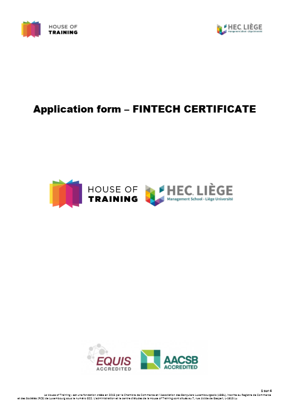 Application form - Fintech Certificate